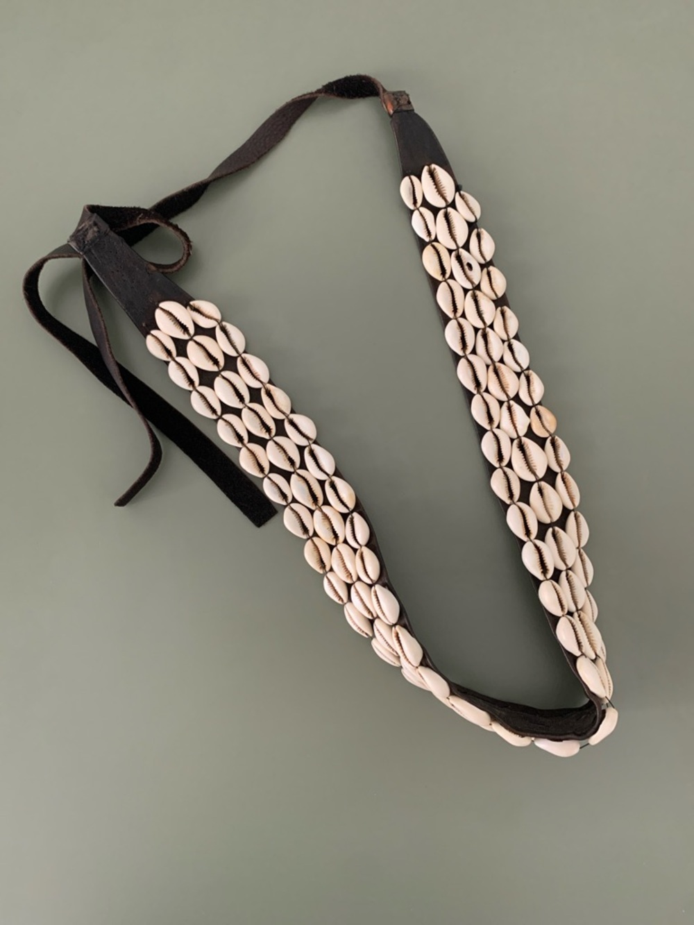 Vintage African Cowrie Shell & Leather Belt